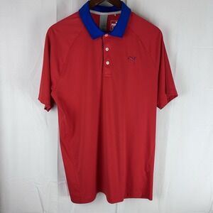 Puma Polo Shirt Mens‎ Large Red Short Sleeve Golf Performance Dry Cell